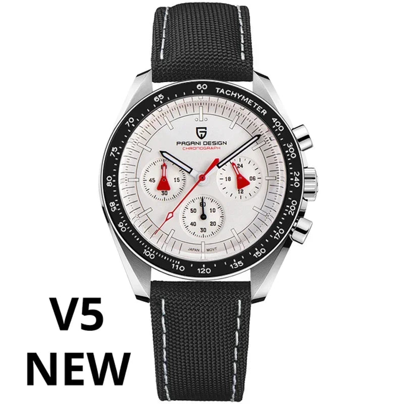 PAGANI DESIGN Relógio Masculino Quartzo Moonwatch PD-1701 V5 - Pulseira de Aço Inoxidável 42mm