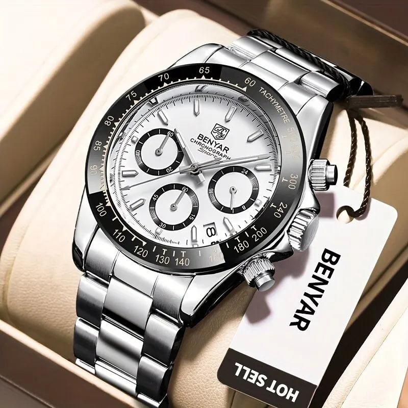 BENYAR Relógio Masculino Original Quartzo - Aço Inoxidável BY-5169 40mm