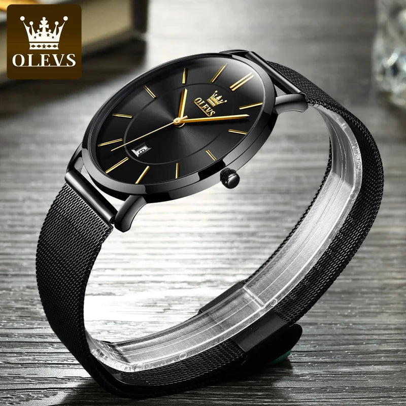 OLEVS Relógio Masculino Original Quartzo Ultra Fino - 100% Aço Inoxidável 5869 40mm