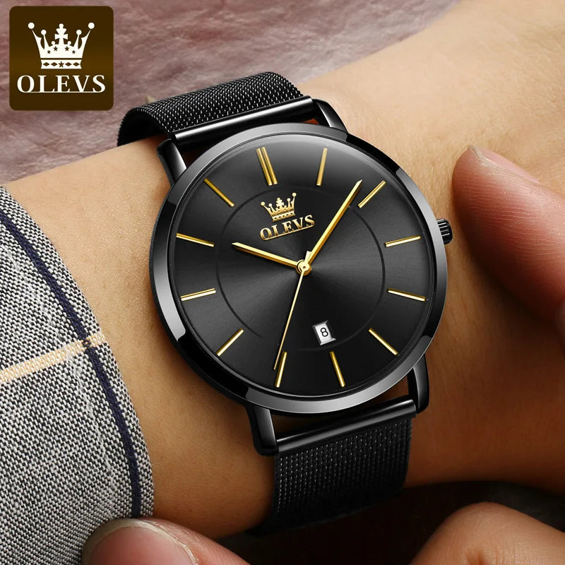 OLEVS Relógio Masculino Original Quartzo Ultra Fino - 100% Aço Inoxidável 5869 40mm