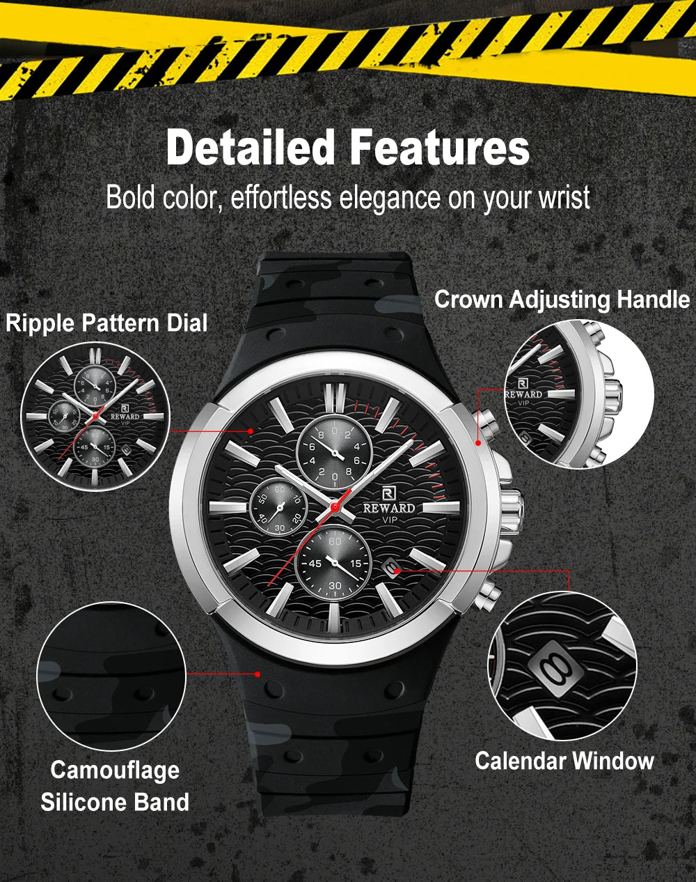 REWARD Relógio Masculino Quartzo RD832054M - Estilo e Versatilidade 45-49mm