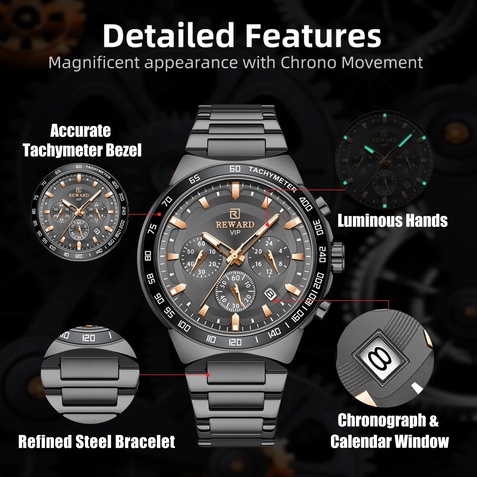 REWARD Relógio Masculino Quartzo RD81967M - Estilo Casual e Funcionalidade 34mm