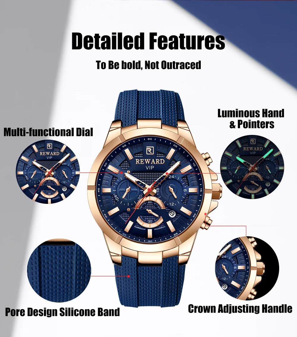 REWARD Relógio Masculino Quartzo RD831512M - Estilo Esportivo e Funcionalidade 45-49mm