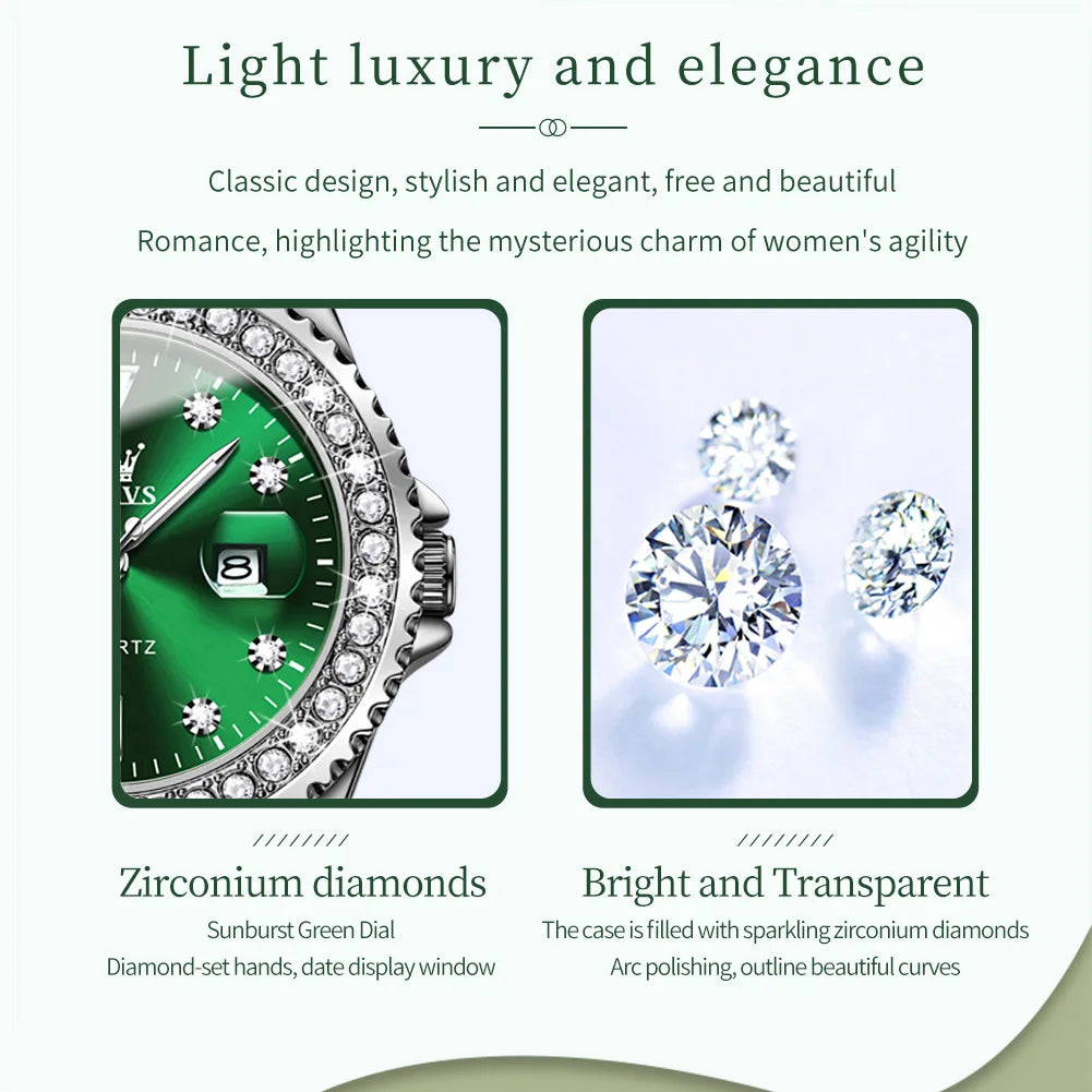 OLEVS Relógio Feminino Brilhantes 9945 – Estilo e Elegância