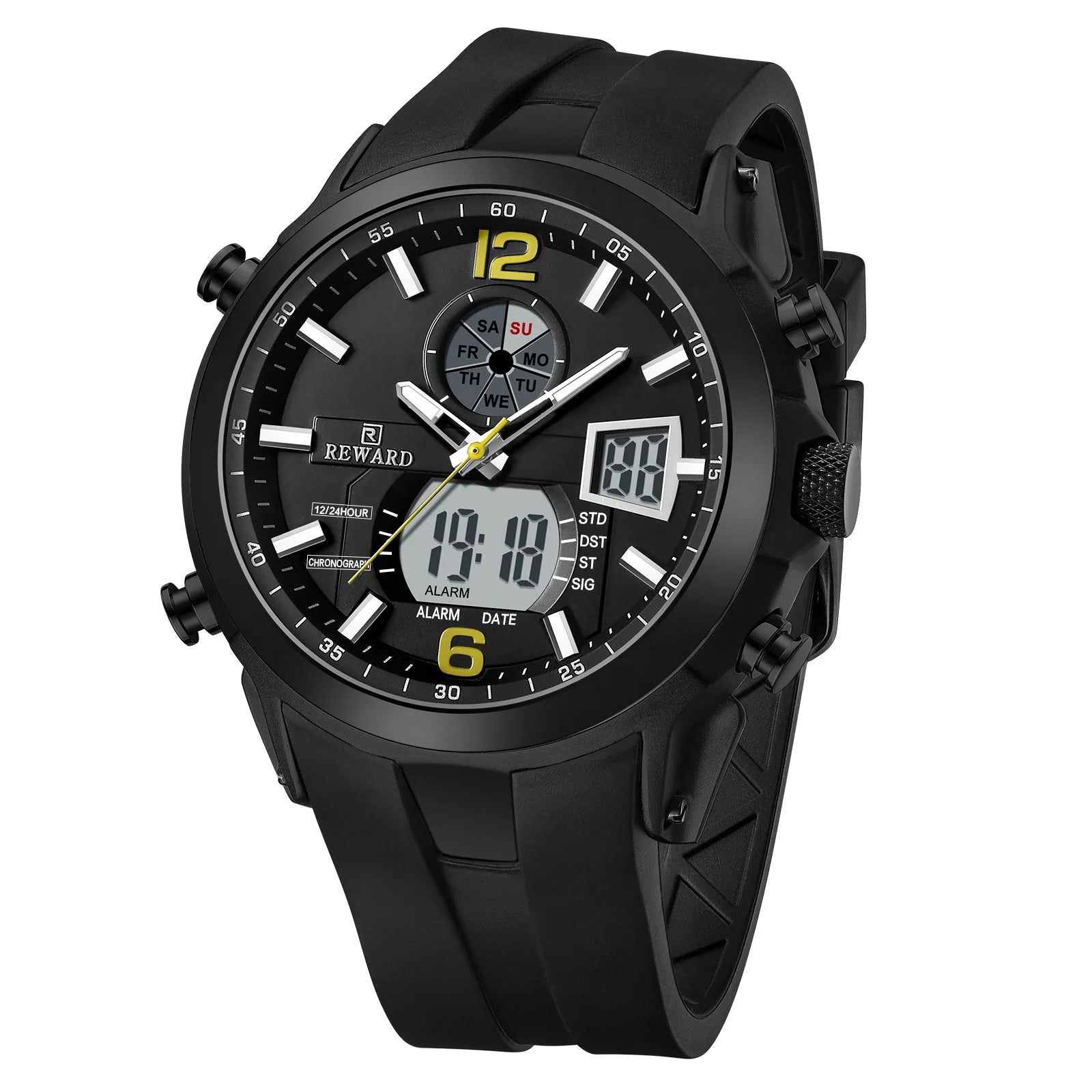 REWARD Relógio Digital Masculino RD53254M - Estilo Esportivo e Funcionalidade 48mm