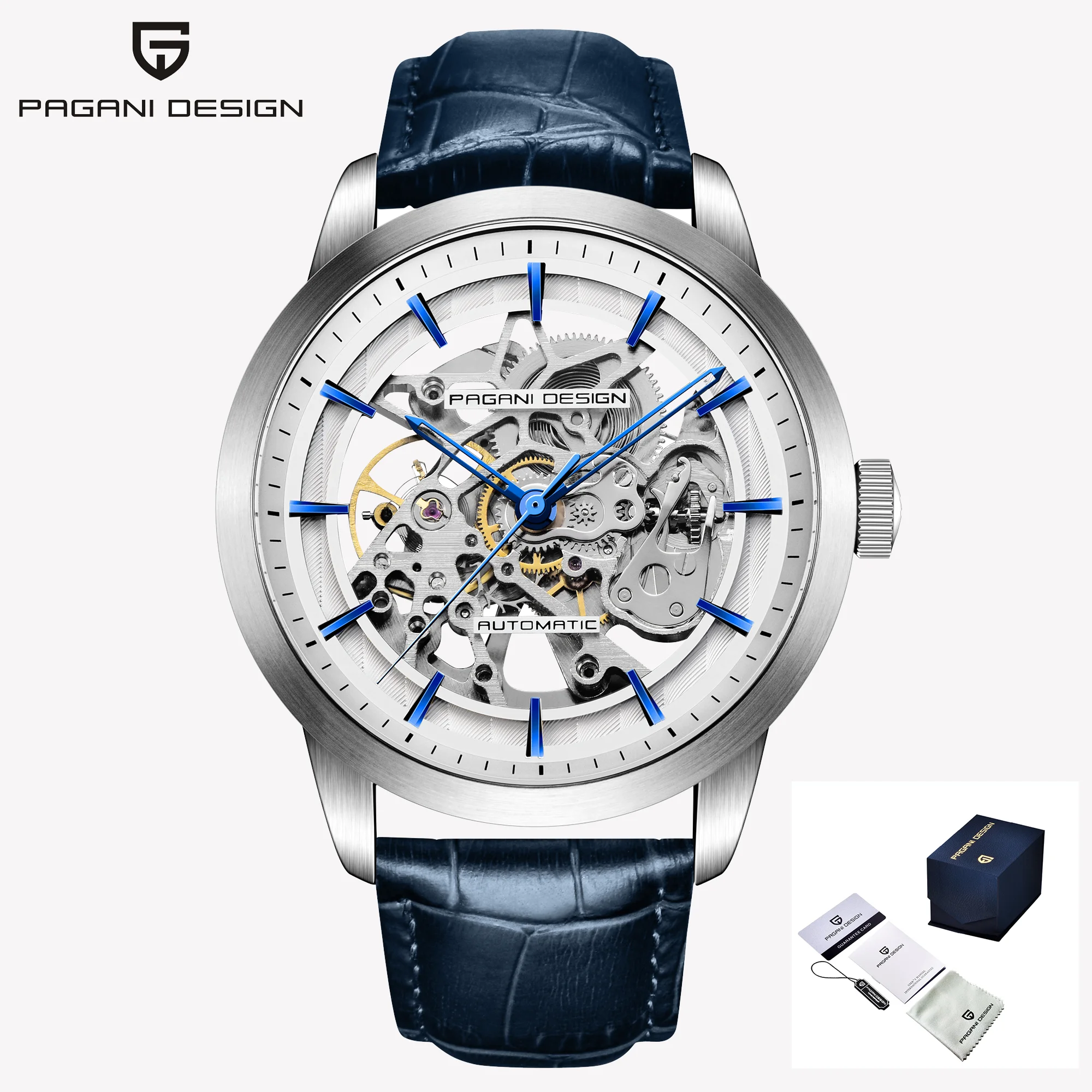 PAGANI DESIGN Relógio Masculino Automático PD-1638 - Pulseira de Couro 43mm