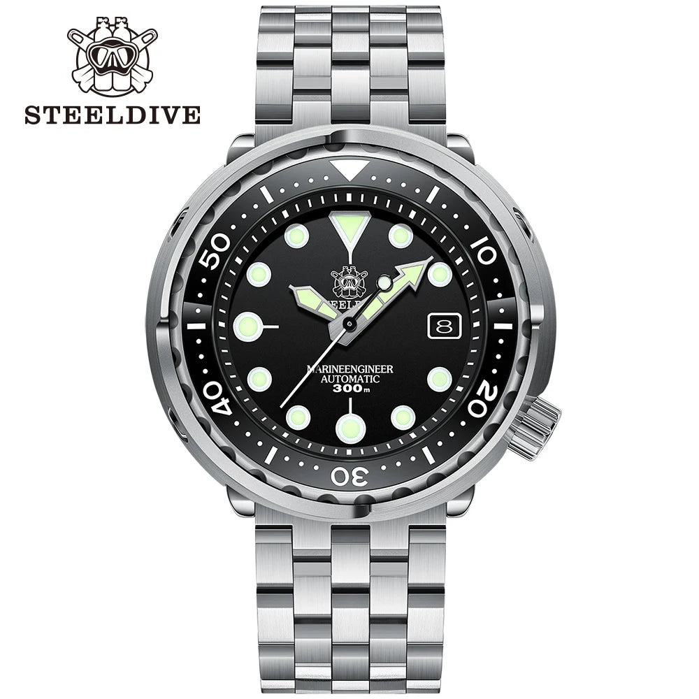 STEELDIVE Relógio Masculino Mecânico SD1975 - Pulseira de Aço Inoxidável 47.5mm
