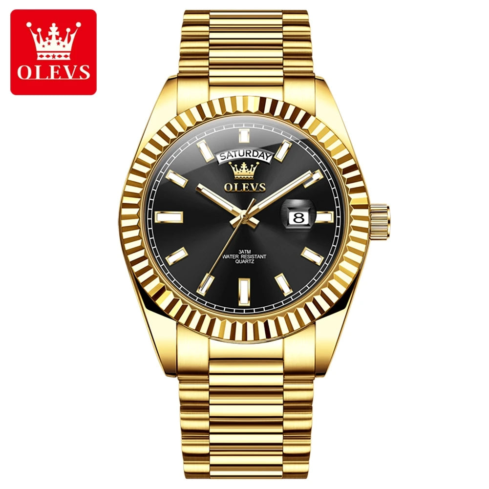 OLEVS Relógio Masculino Quartzo 5650 - Pulseira de Aço Inoxidável Rose Gold 42mm