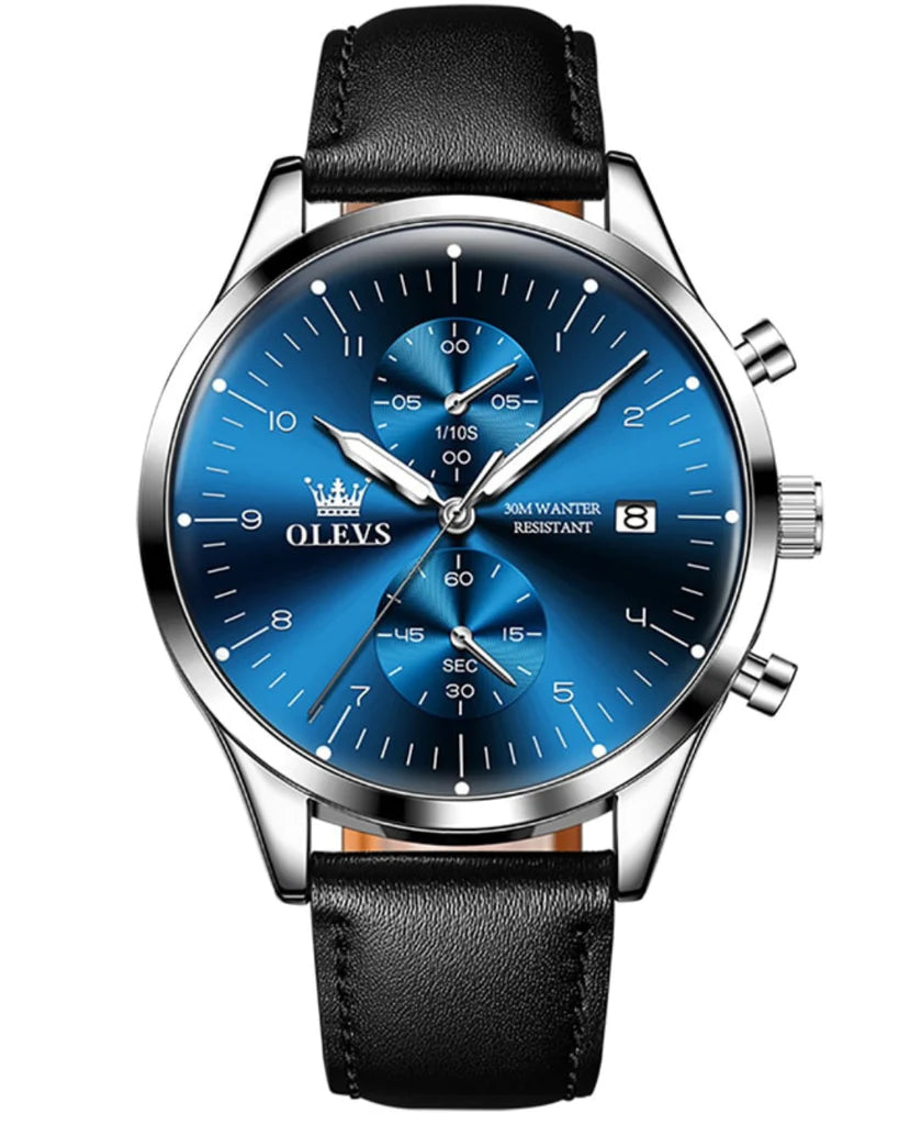 OLEVS Relógio Masculino Original Quartzo à Prova D'água - Aço Inoxidável Couro 2880 42mm