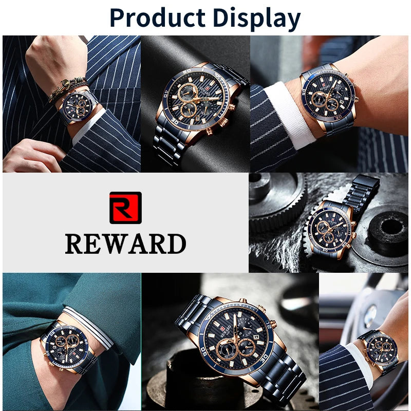 REWARD Relógio Masculino Quartzo RD81009M - Luxo e Funcionalidade 44mm
