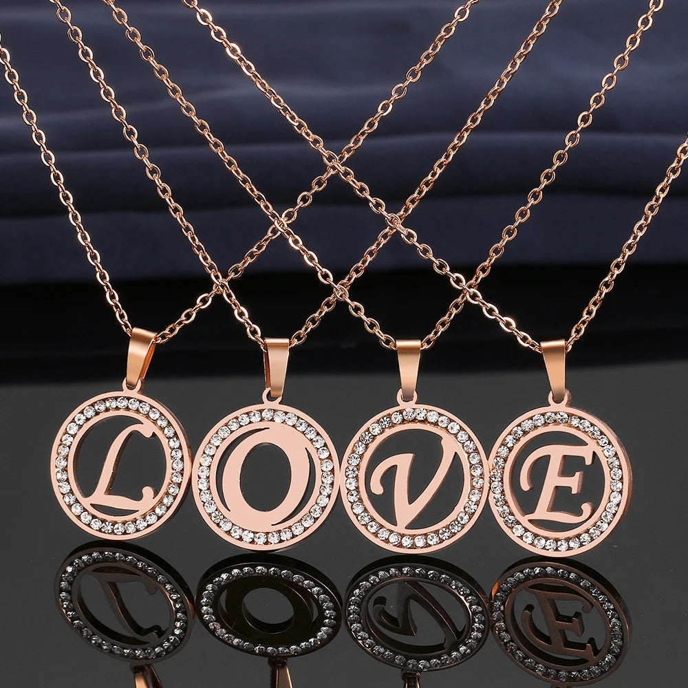 OLEVS Colar Feminino Personalizável Aço Inoxidável - Letras Alfabeto A-Z 45cm