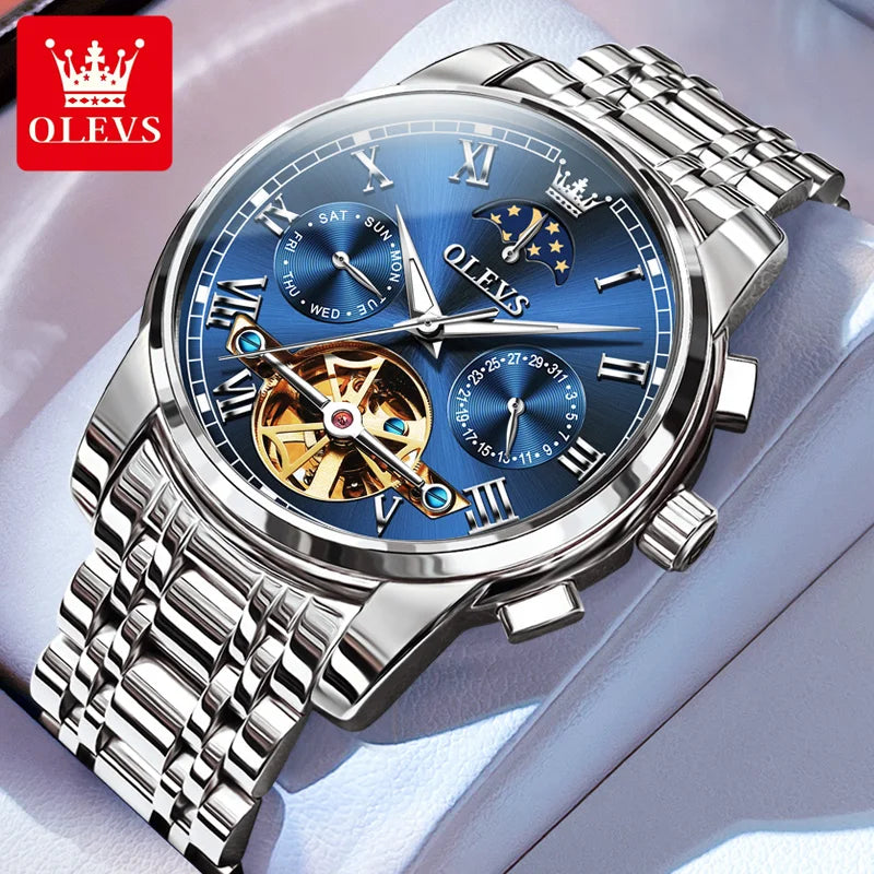 OLEVS Relógio Masculino Mecânico 6617 - Pulseira de Aço Inoxidável 40mm