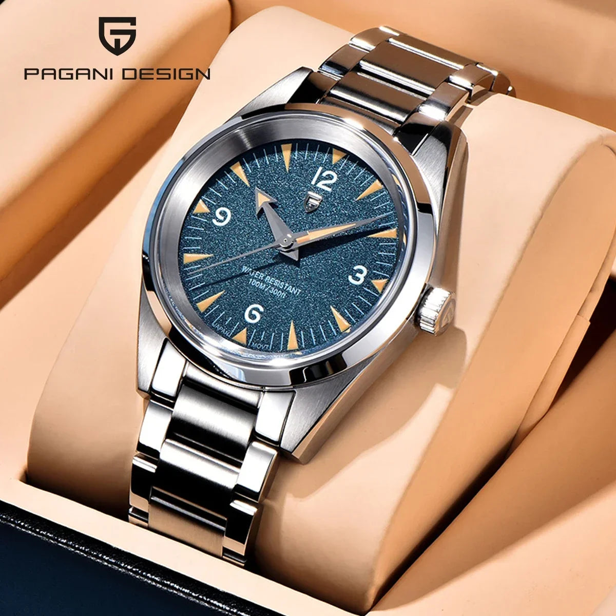 PAGANI DESIGN Relógio Masculino Quartzo PD-1793 - Pulseira de Aço Inoxidável 37mm