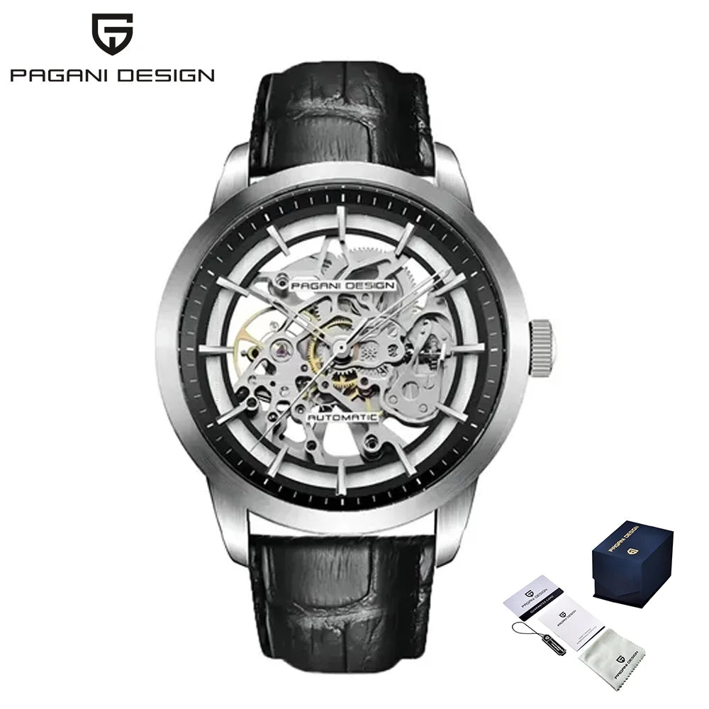 PAGANI DESIGN Relógio Masculino Automático PD-1638 - Pulseira de Couro 43mm