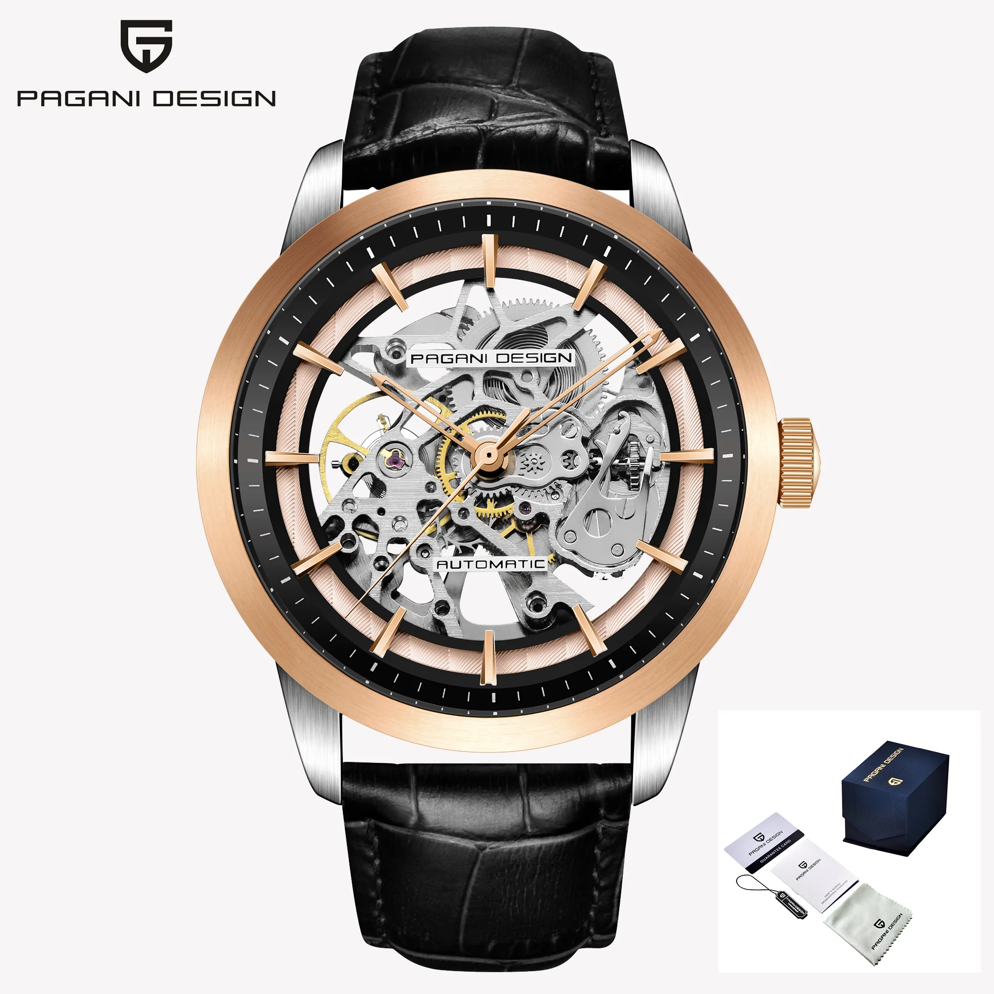 PAGANI DESIGN Relógio Masculino Automático PD-1638 - Pulseira de Couro 43mm