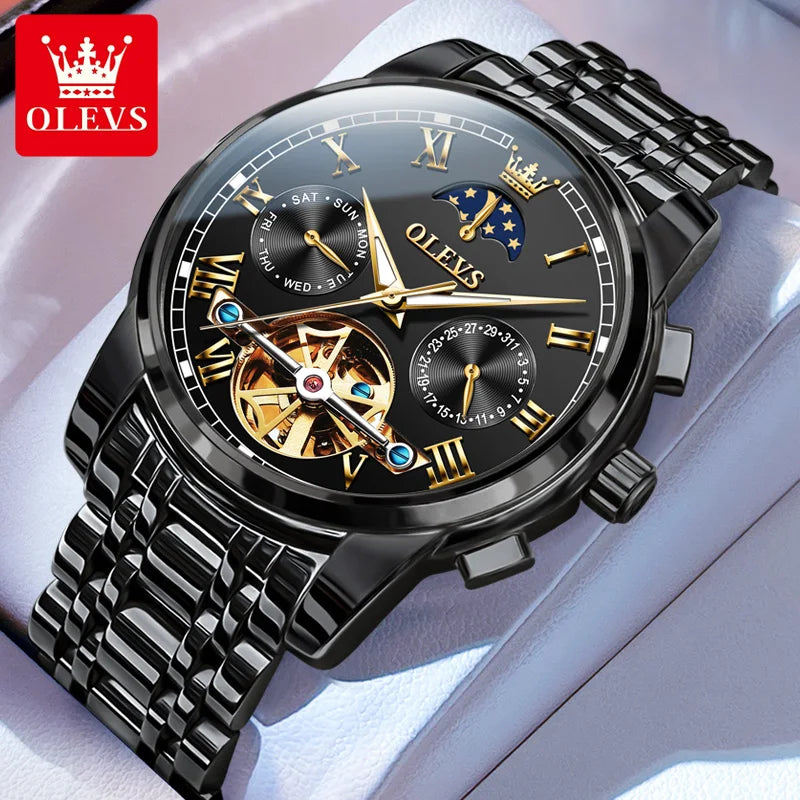 OLEVS Relógio Masculino Mecânico 6617 - Pulseira de Aço Inoxidável 40mm
