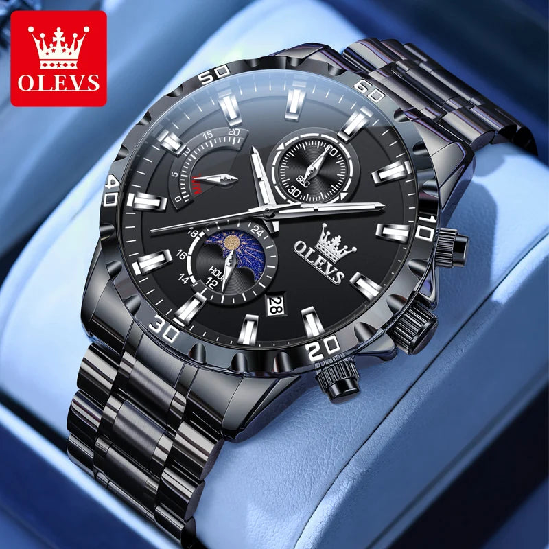 OLEVS Relógio Masculino Quartzo 2953 - Pulseira de Aço Inoxidável 42mm
