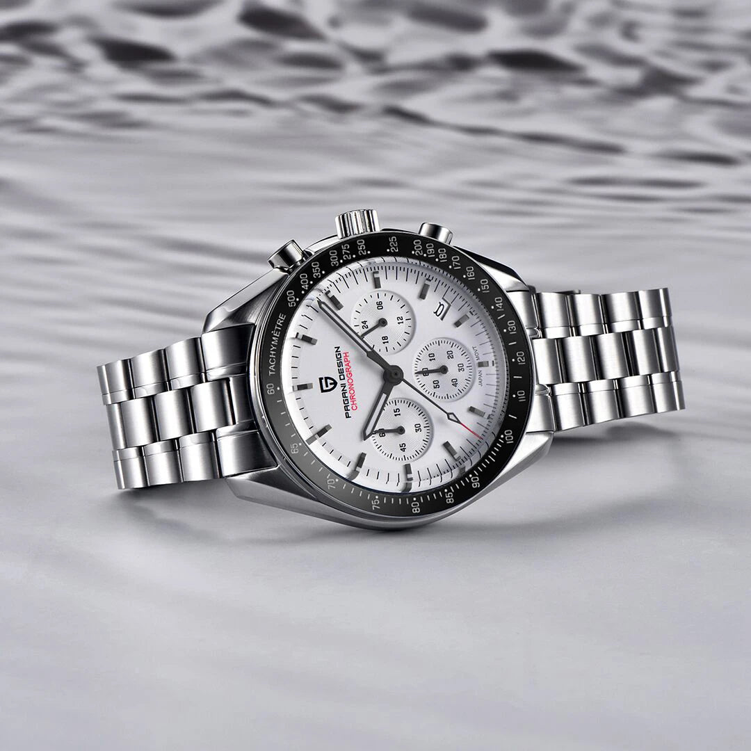 PAGANI DESIGN Relógio Masculino Quartzo Moonwatch PD-1701 V5 - Pulseira de Aço Inoxidável 42mm