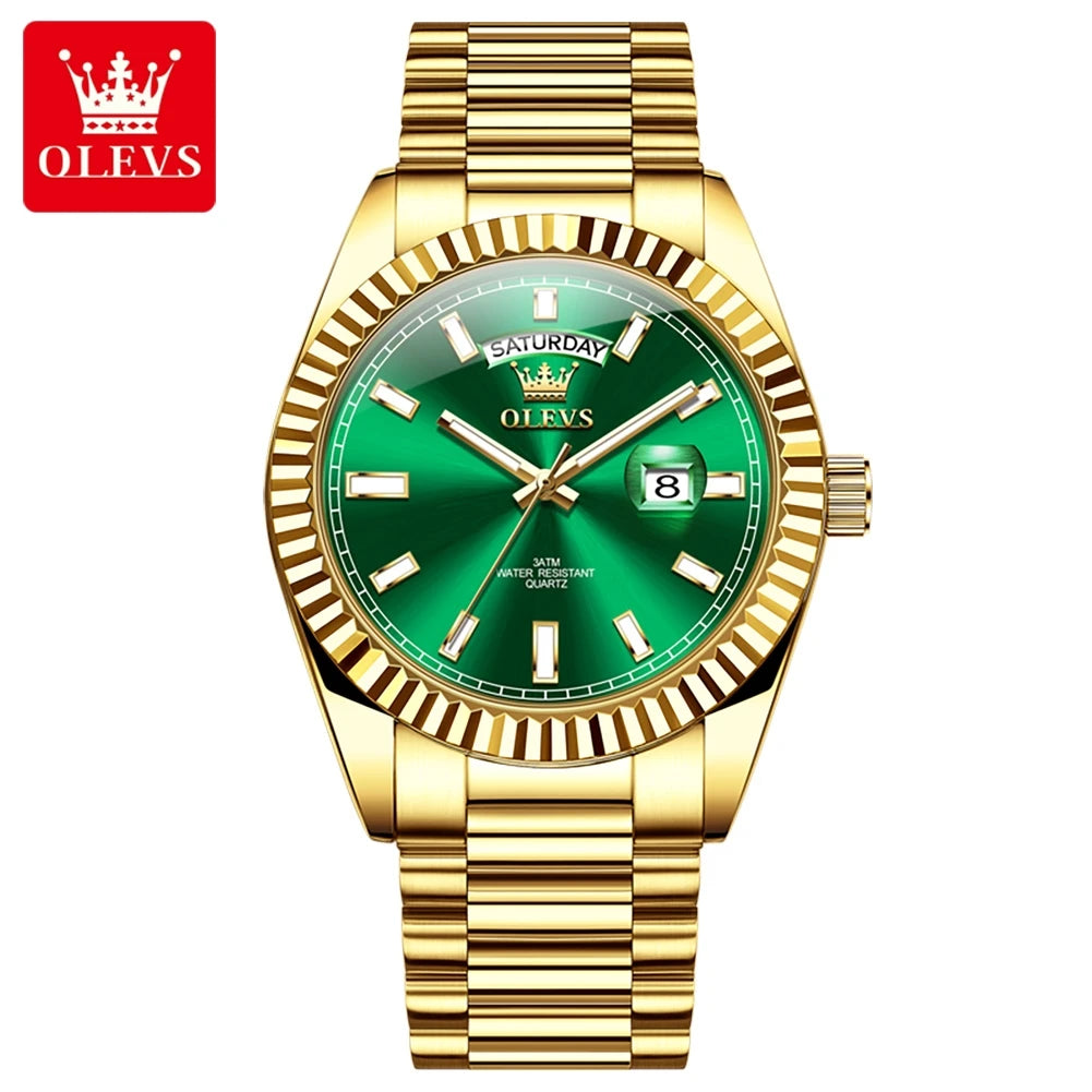 OLEVS Relógio Masculino Quartzo 5650 - Pulseira de Aço Inoxidável Rose Gold 42mm