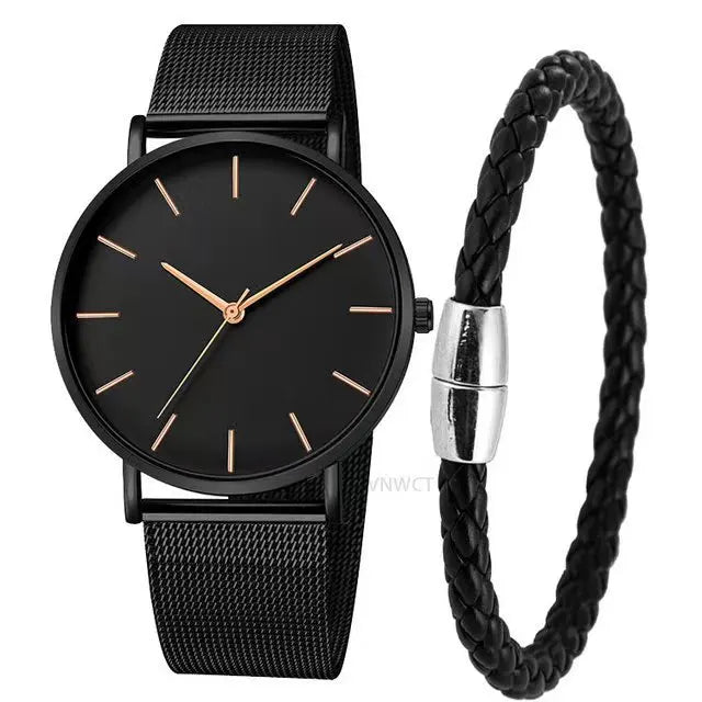 RUNERR Relógio Masculino Original Minimalista Quartzo Impermeável - Aço Inoxidável 40mm