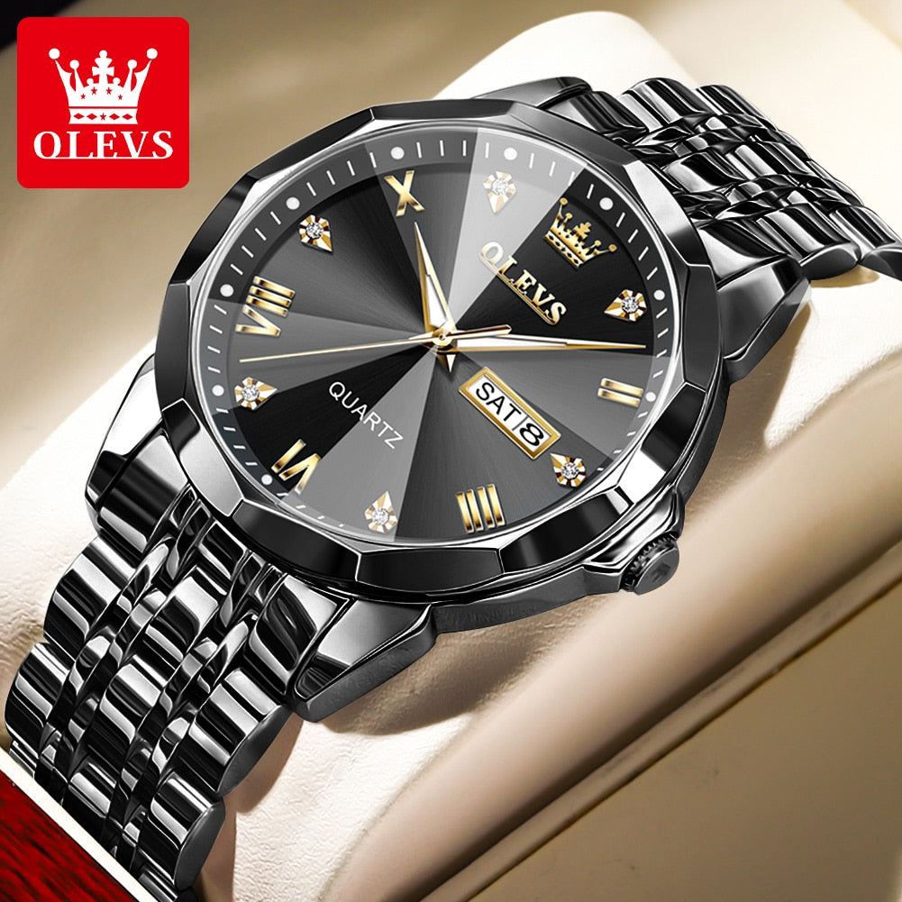 OLEVS Relógio Masculino Estilo Diamante Quartzo 9931