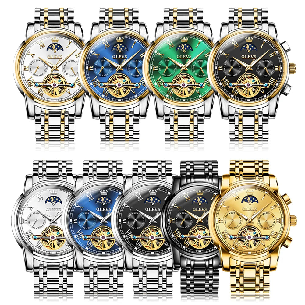 OLEVS Relógio Masculino Mecânico 6617 - Pulseira de Aço Inoxidável 40mm