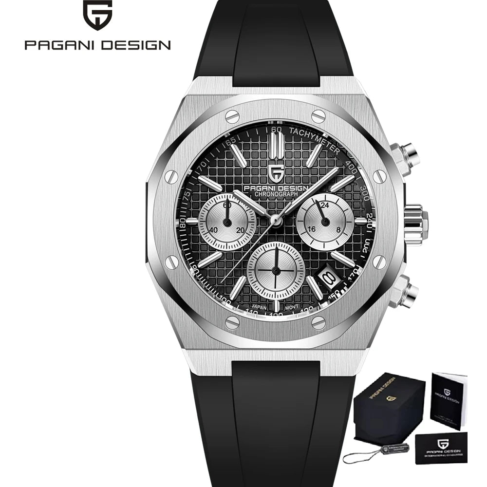 PAGANI DESIGN Relógio Masculino Quartzo PD1707 - Pulseira de Aço Inoxidável 40mm