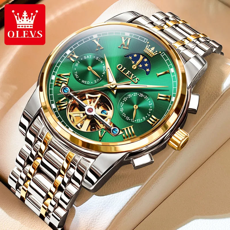 OLEVS Relógio Masculino Mecânico 6617 - Pulseira de Aço Inoxidável 40mm