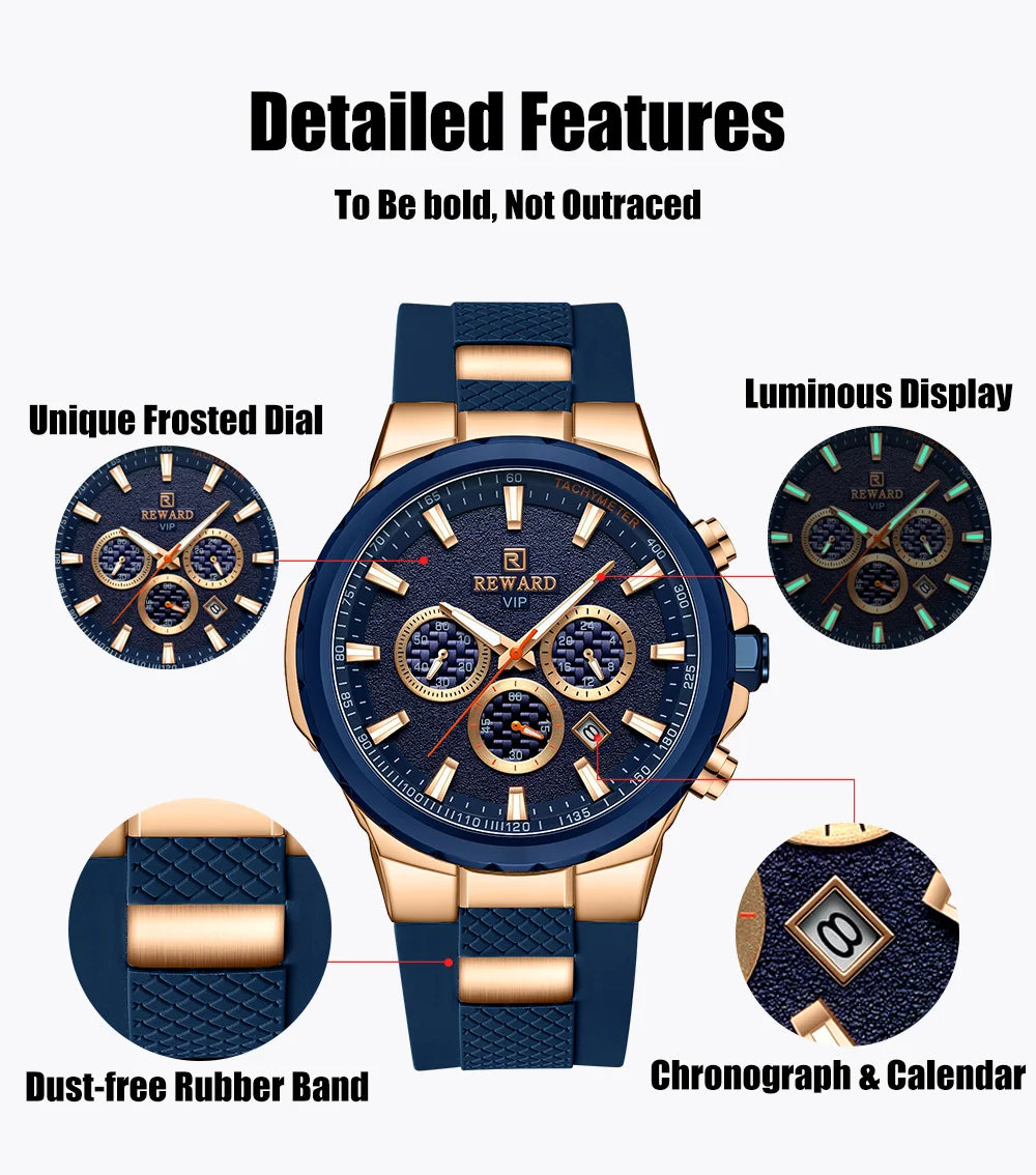 REWARD Relógio Masculino Quartzo RD832051M - Estilo Esportivo e Funcionalidade 45-49mm