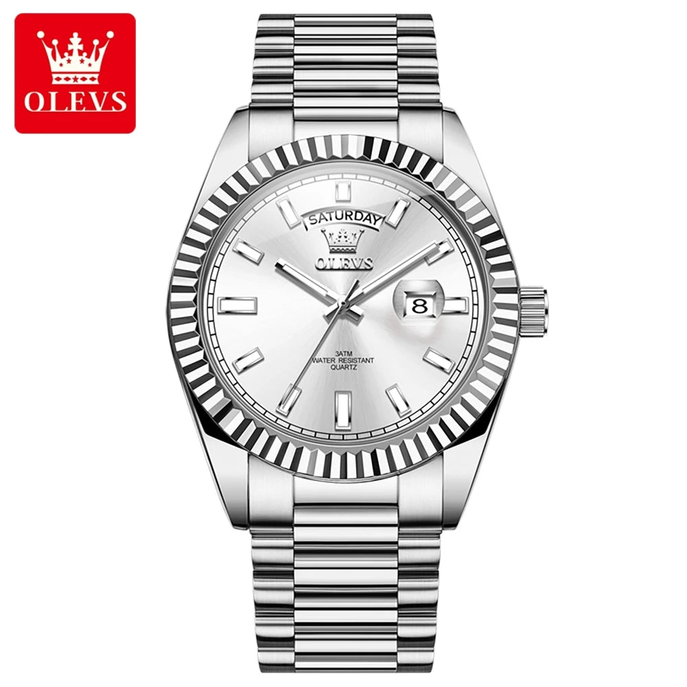 OLEVS Relógio Masculino Quartzo 5650 - Pulseira de Aço Inoxidável Rose Gold 42mm