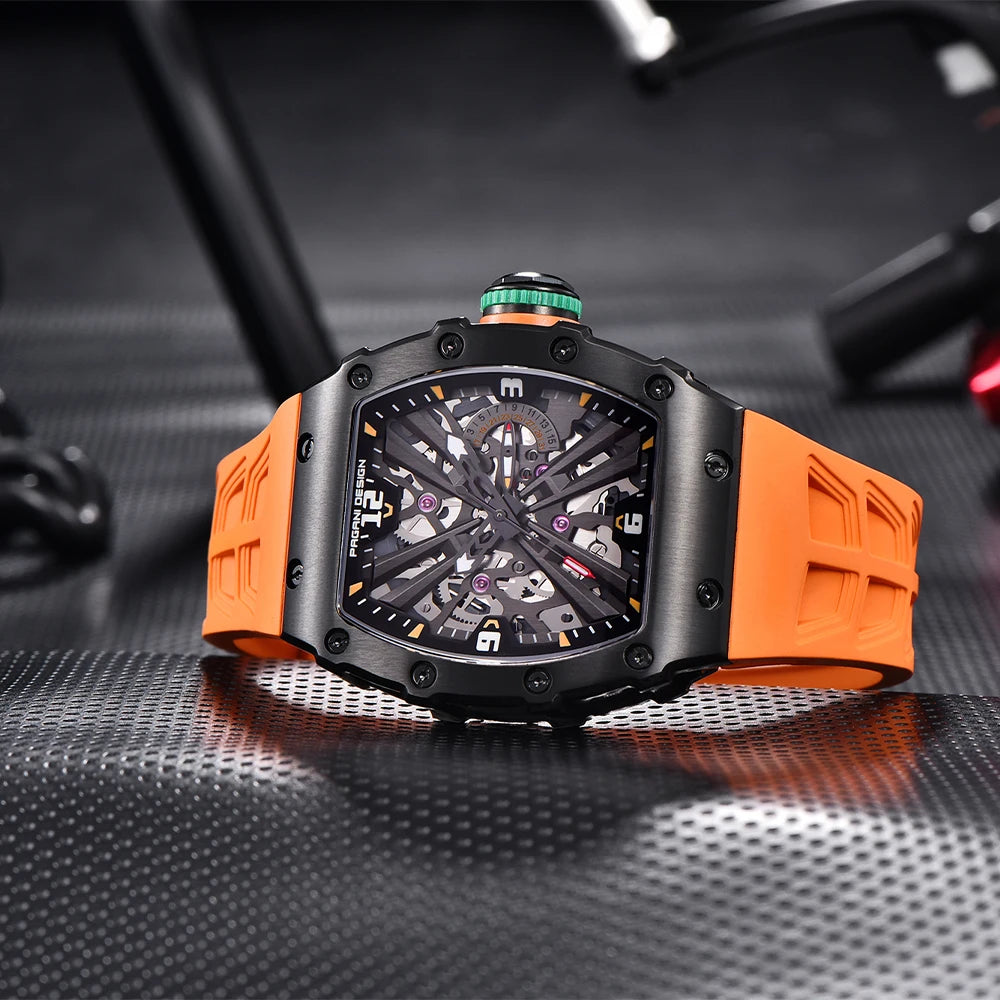 PAGANI DESIGN Relógio Masculino Quartzo PD-1738 - Pulseira de Borracha 42mm