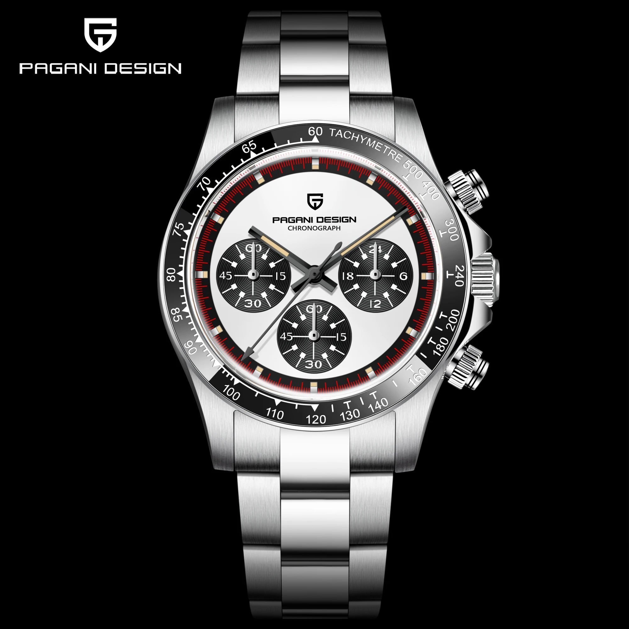 PAGANI DESIGN Relógio Masculino Quartzo PD-1676 - Pulseira de Aço Inoxidável 40mm