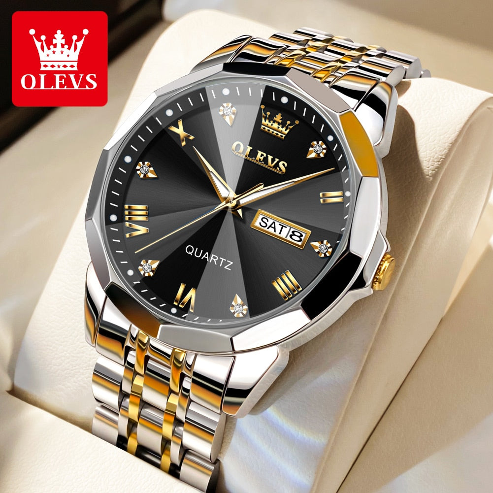 OLEVS Relógio Masculino Estilo Diamante Quartzo 9931