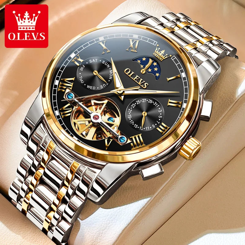 OLEVS Relógio Masculino Mecânico 6617 - Pulseira de Aço Inoxidável 40mm