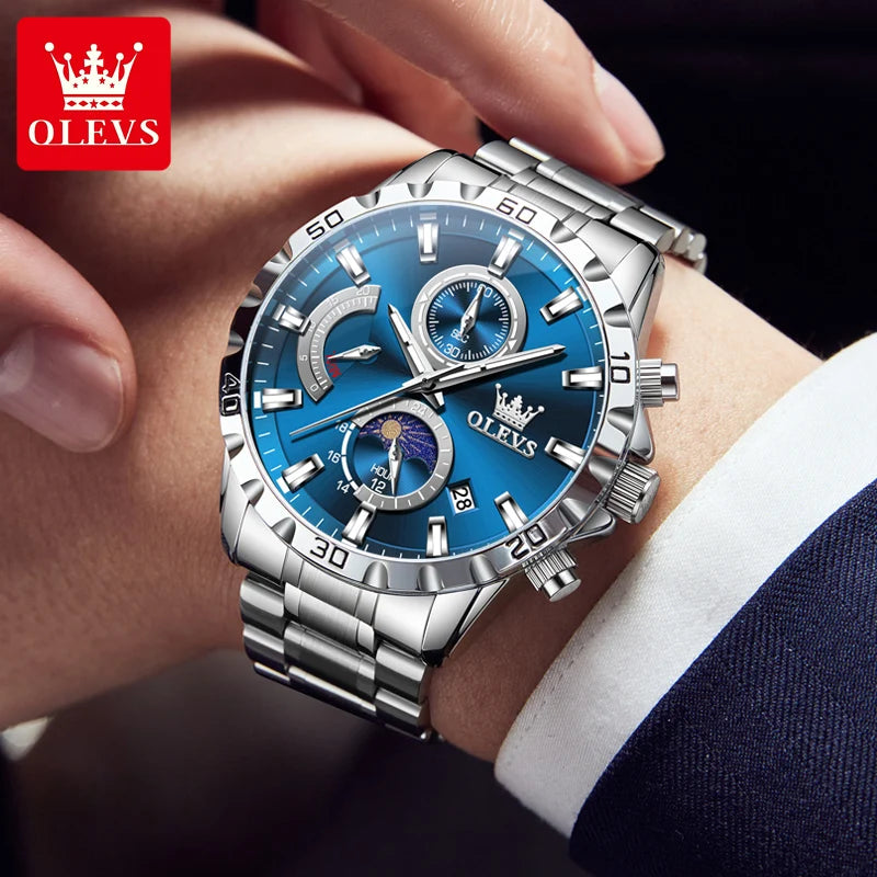 OLEVS Relógio Masculino Quartzo 2953 - Pulseira de Aço Inoxidável 42mm