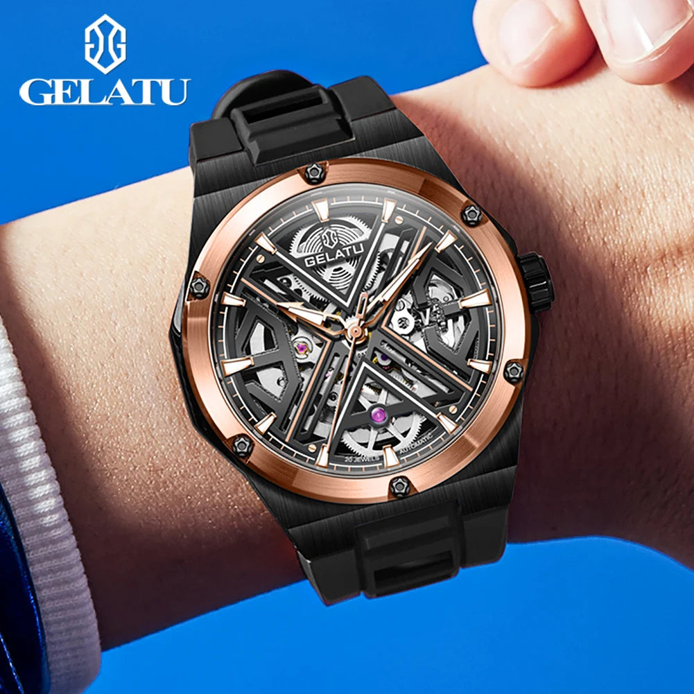 GELATU Relógio Masculino Automático 6006 - Luxo e Funcionalidade 45-49mm