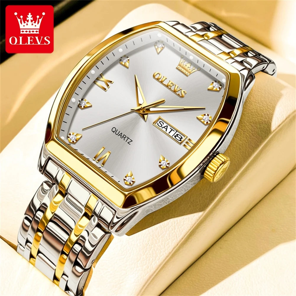OLEVS Relógio Masculino Quartzo 5528 - Pulseira de Aço Inoxidável 39mm