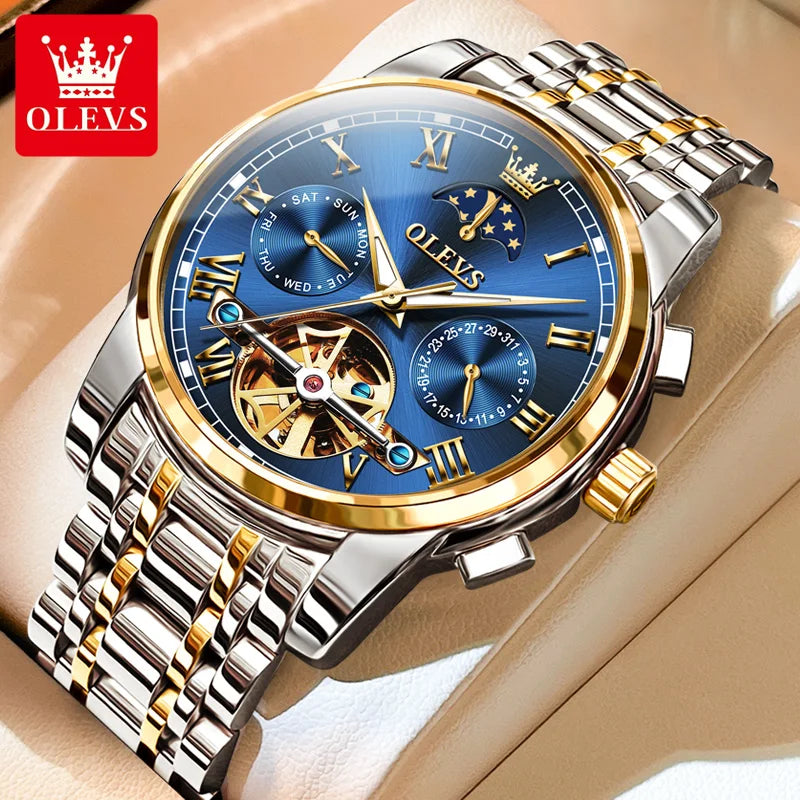 OLEVS Relógio Masculino Mecânico 6617 - Pulseira de Aço Inoxidável 40mm