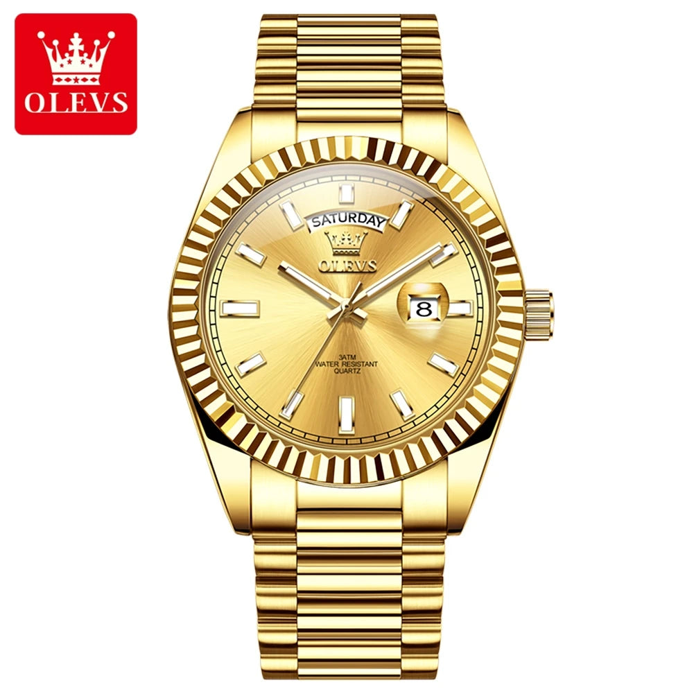 OLEVS Relógio Masculino Quartzo 5650 - Pulseira de Aço Inoxidável Rose Gold 42mm