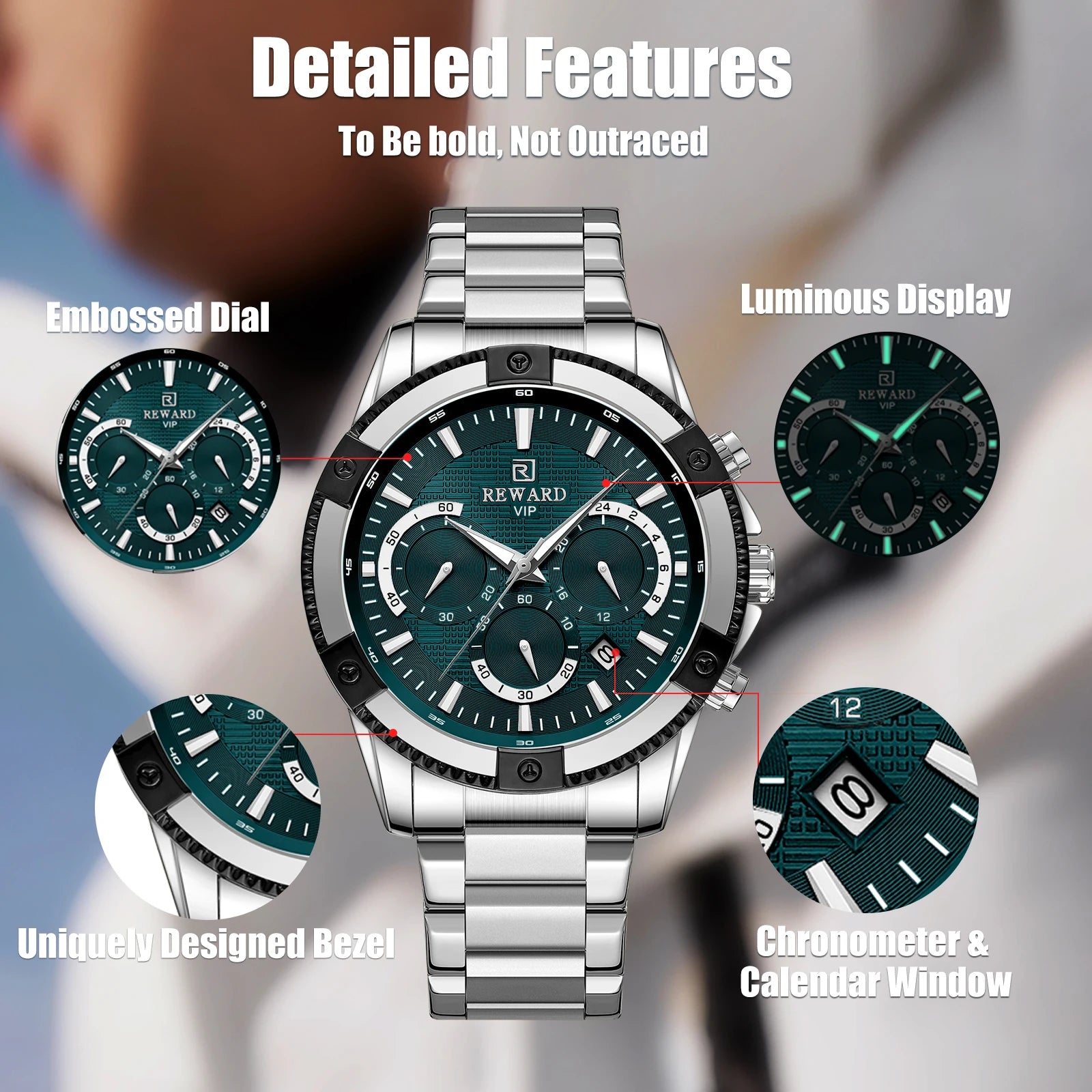 REWARD Relógio Masculino Quartzo RD81968M - Sofisticação e Funcionalidade 42mm