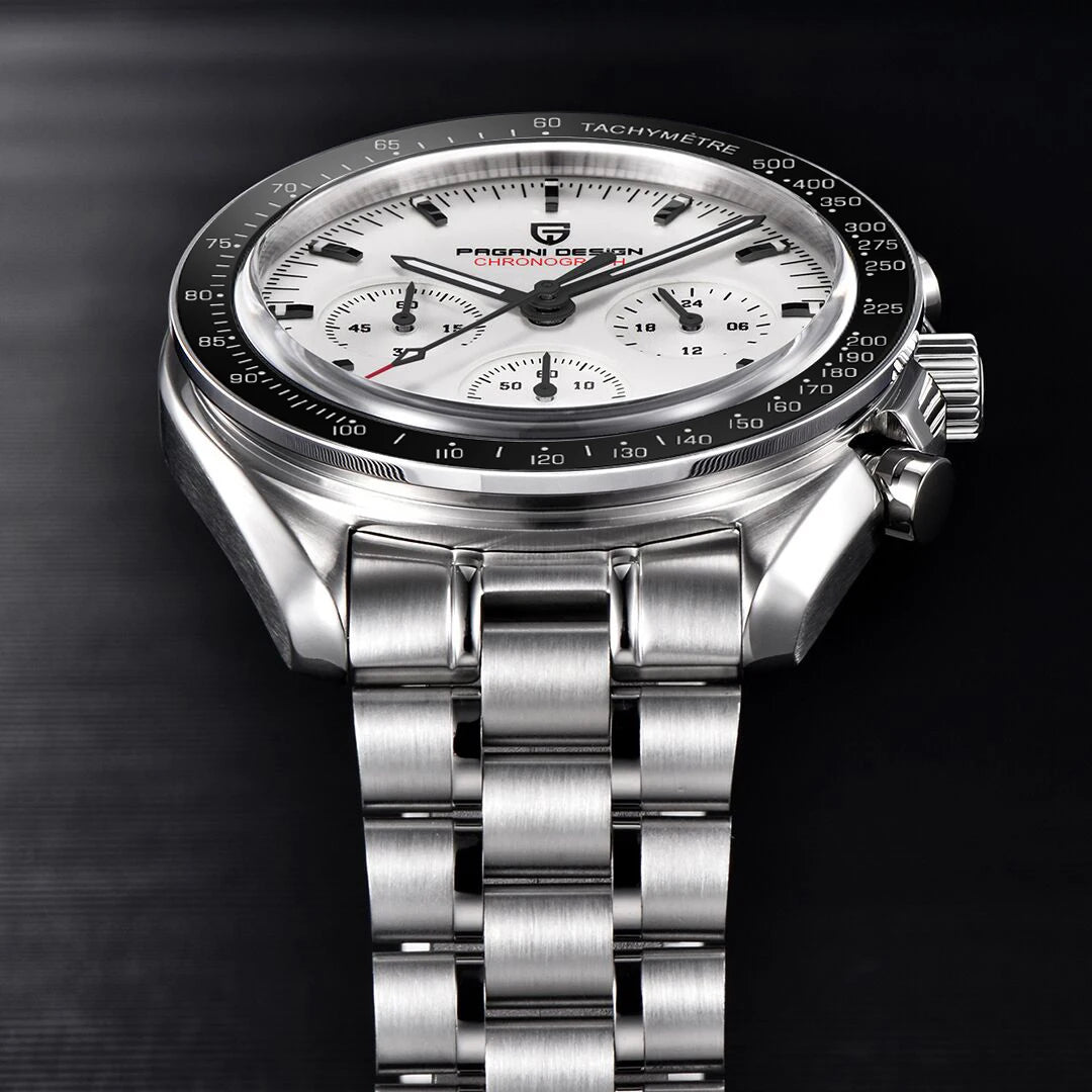 PAGANI DESIGN Relógio Masculino Quartzo Moonwatch PD-1701 V5 - Pulseira de Aço Inoxidável 42mm