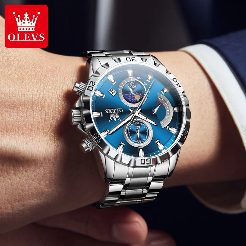 OLEVS Relógio Masculino Quartzo 2953 - Pulseira de Aço Inoxidável 42mm