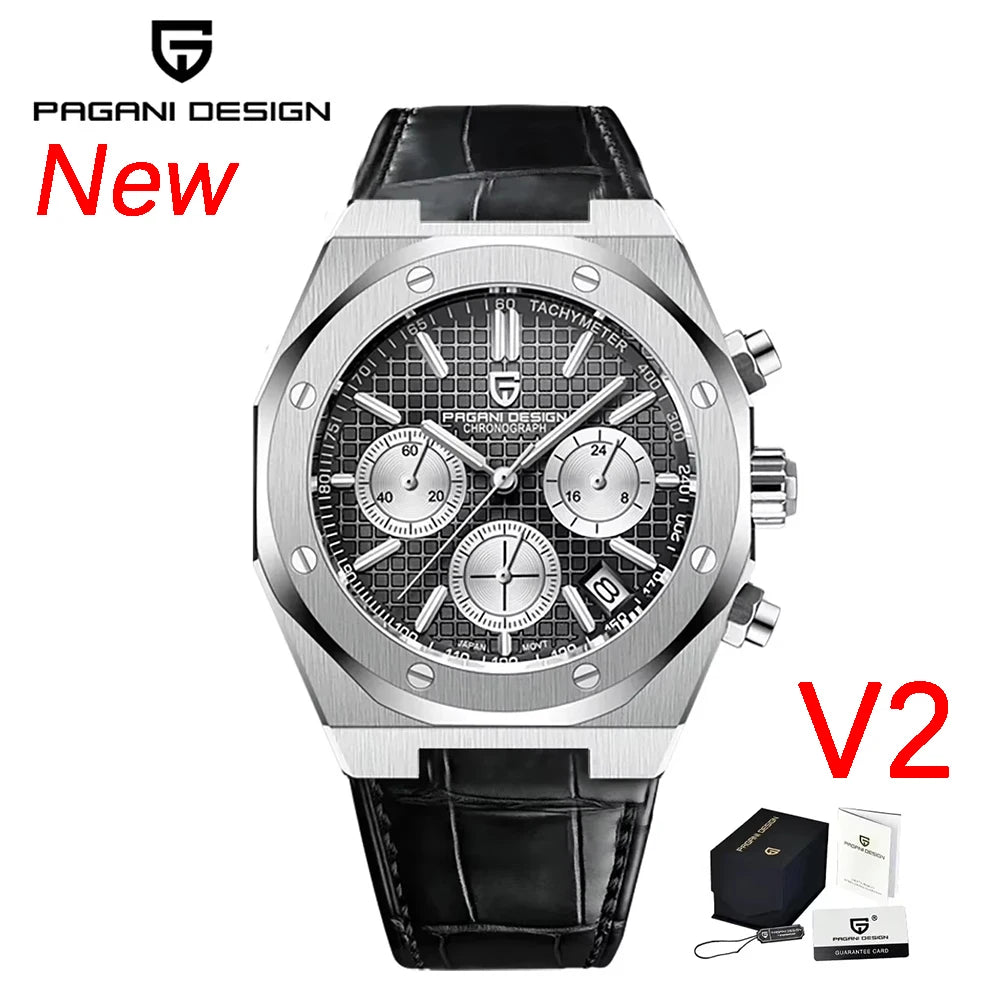 PAGANI DESIGN Relógio Masculino Quartzo PD1707 - Pulseira de Aço Inoxidável 40mm
