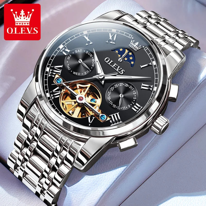 OLEVS Relógio Masculino Mecânico 6617 - Pulseira de Aço Inoxidável 40mm