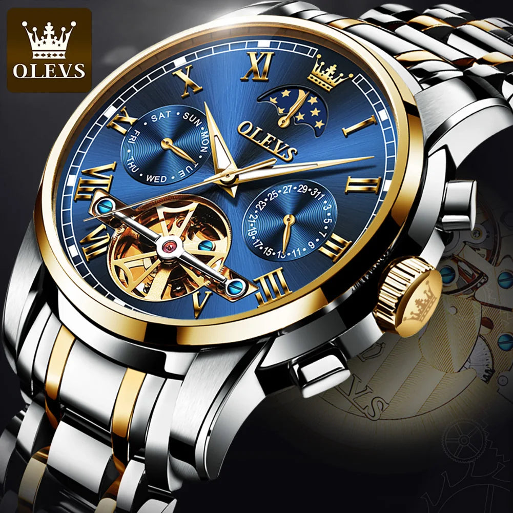 OLEVS Relógio Masculino Mecânico 6617 - Pulseira de Aço Inoxidável 40mm