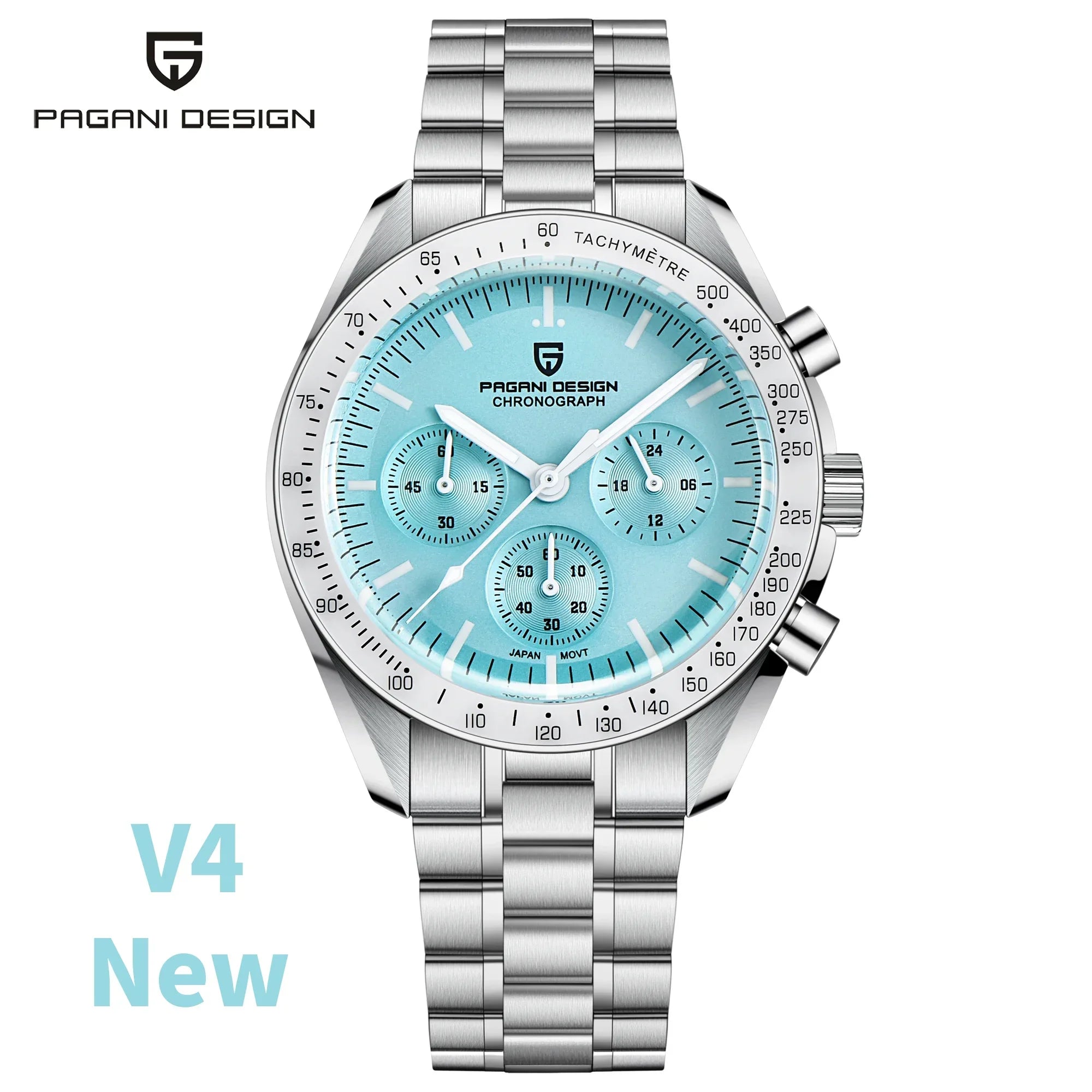 PAGANI DESIGN Relógio Masculino Quartzo Moonwatch PD-1701 V5 - Pulseira de Aço Inoxidável 42mm