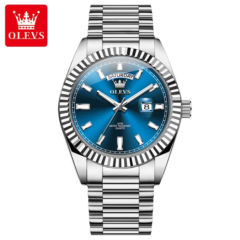 OLEVS Relógio Masculino Quartzo 5650 - Pulseira de Aço Inoxidável Rose Gold 42mm