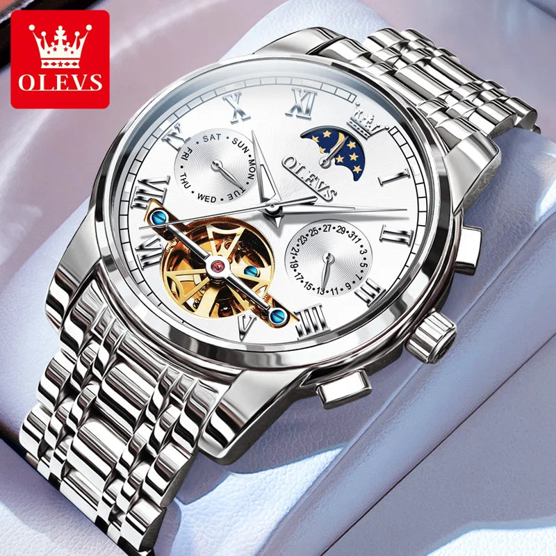OLEVS Relógio Masculino Mecânico 6617 - Pulseira de Aço Inoxidável 40mm