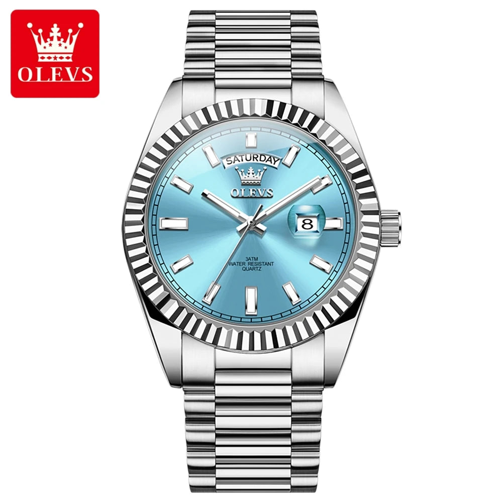 OLEVS Relógio Masculino Quartzo 5650 - Pulseira de Aço Inoxidável Rose Gold 42mm