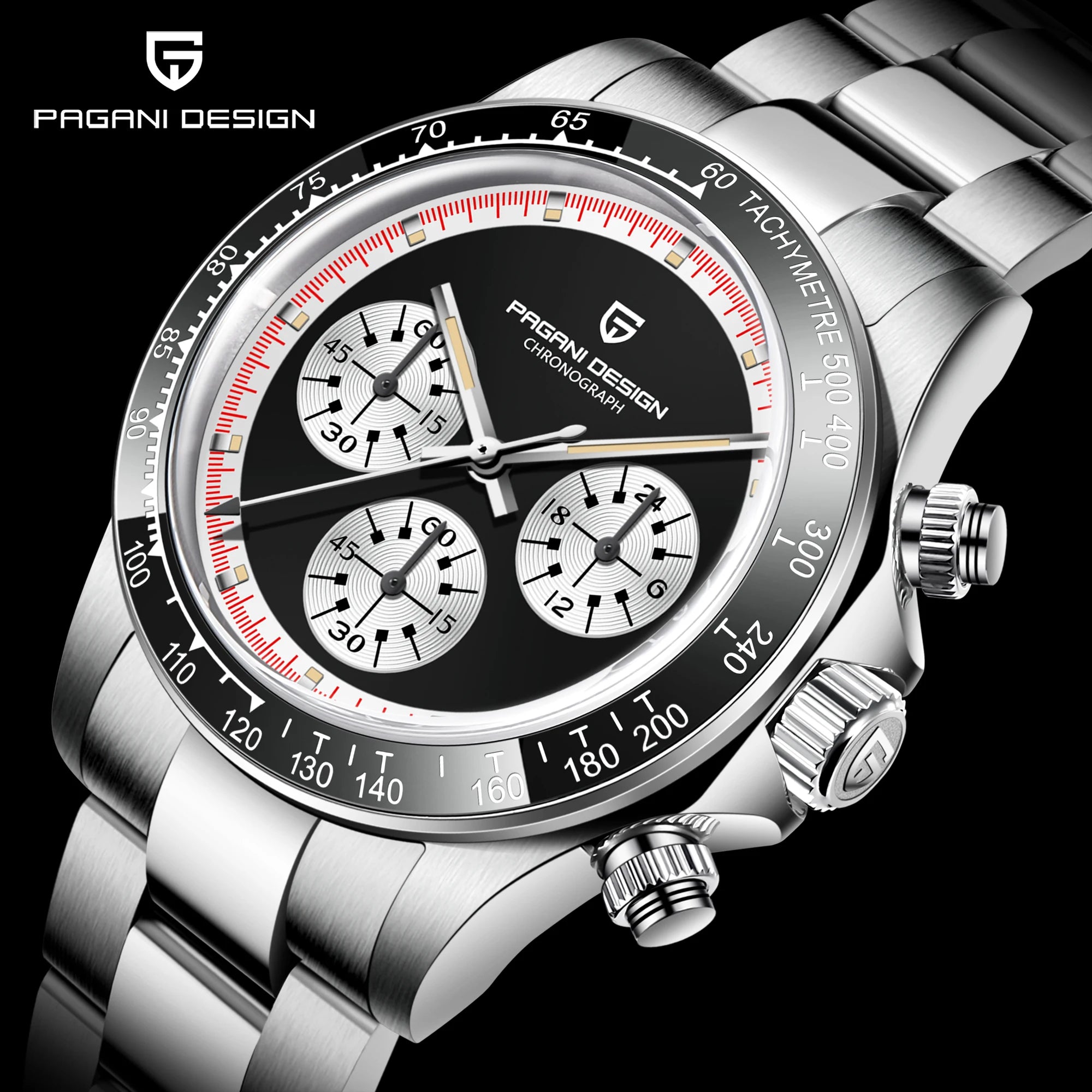 PAGANI DESIGN Relógio Masculino Quartzo PD-1676 - Pulseira de Aço Inoxidável 40mm